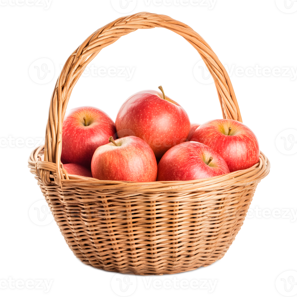 Fresh Basket of Crisp Red Apples from Autumn Orchard Harvest png