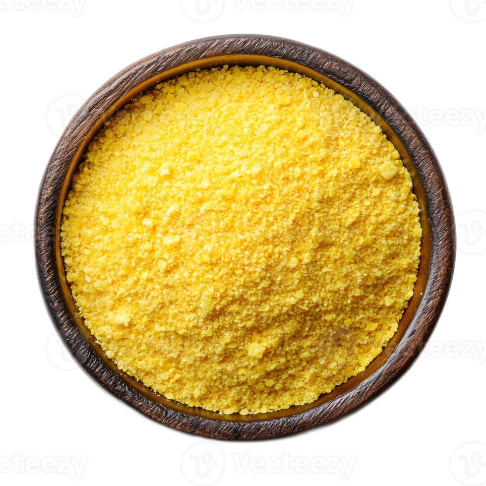 Rustic Millet Grains in a Wooden Bowl on a Plain Background png