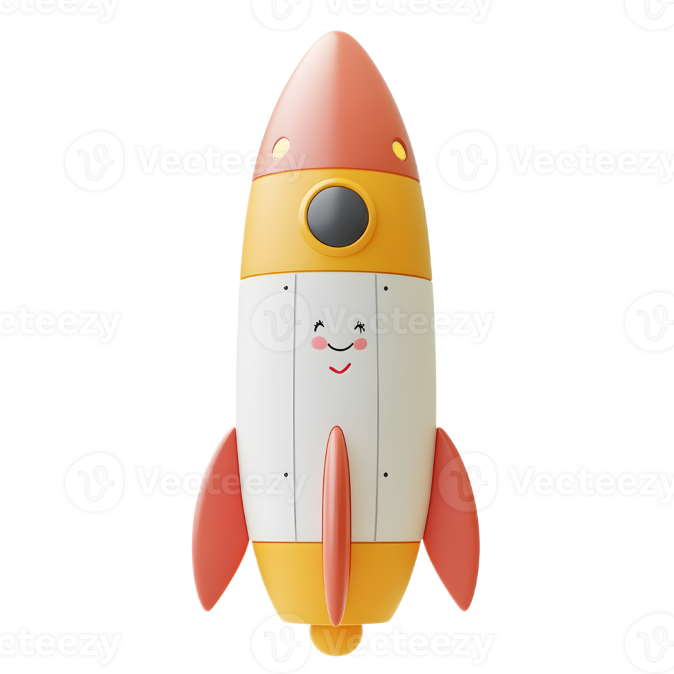 Charming Kawaii Style Rocket Ship Launching Into Outer Space Filled With Excitement and Optimism png