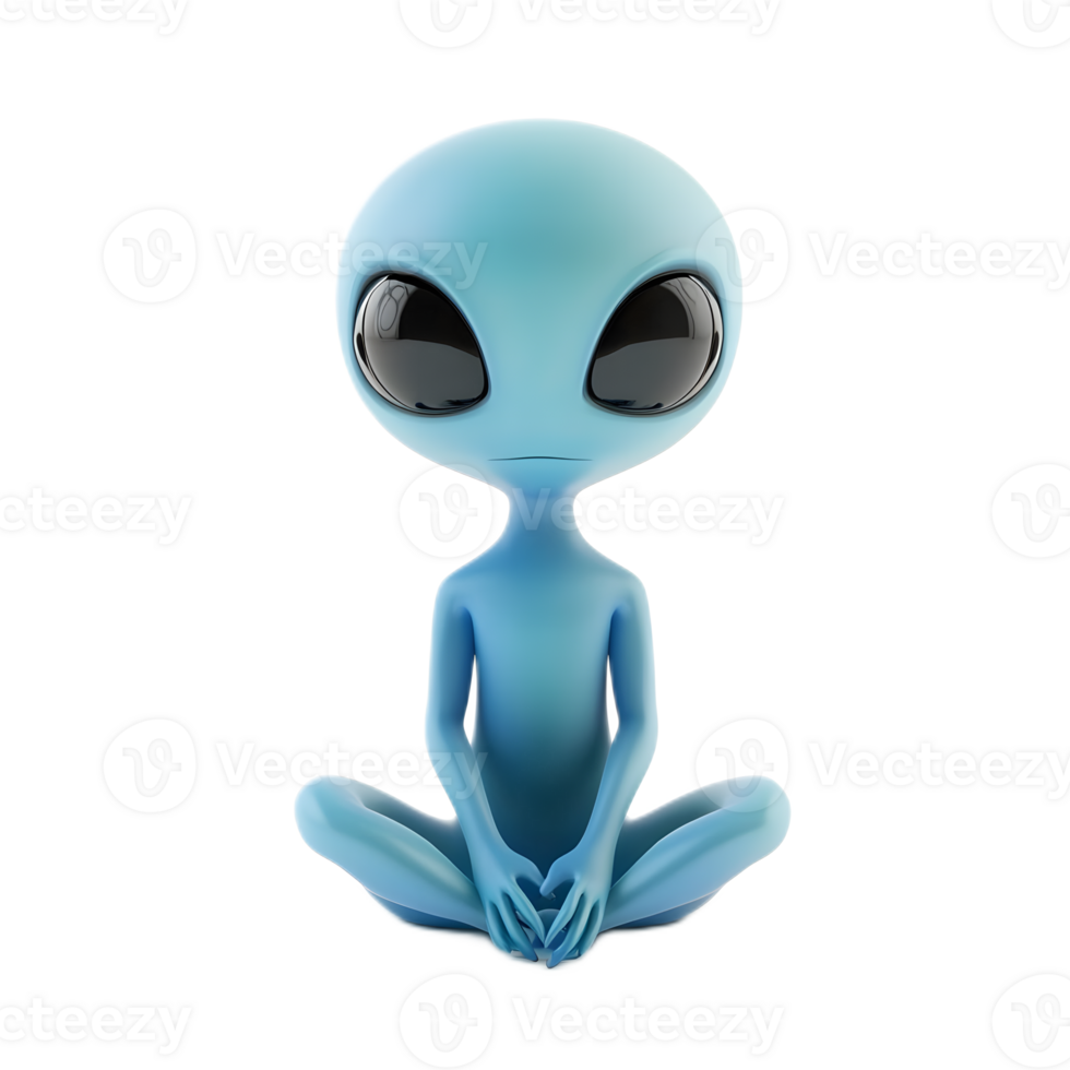 Captivating Blue Skinned Extraterrestrial Character with Minimalist Aesthetic in Outer Space png