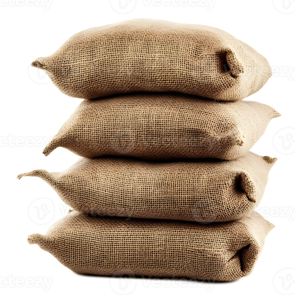 Stack of Burlap Sacks Filled with Grain png