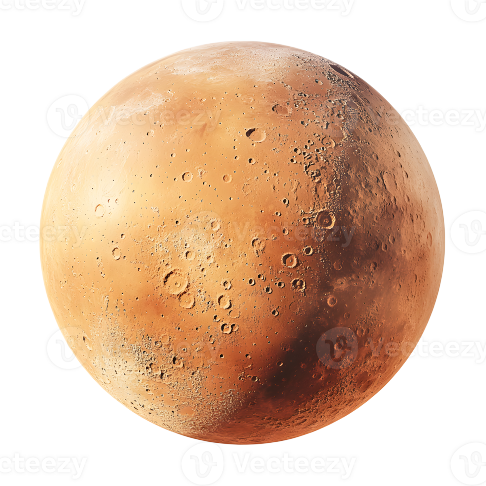 Detailed View of the Martian Surface Celestial Orb in the Solar System png