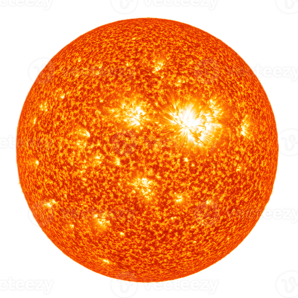 Captivating Image of the Sun with Dramatic Solar Flares Showcasing Its Powerful Fiery Radiance in the Cosmic Realm png