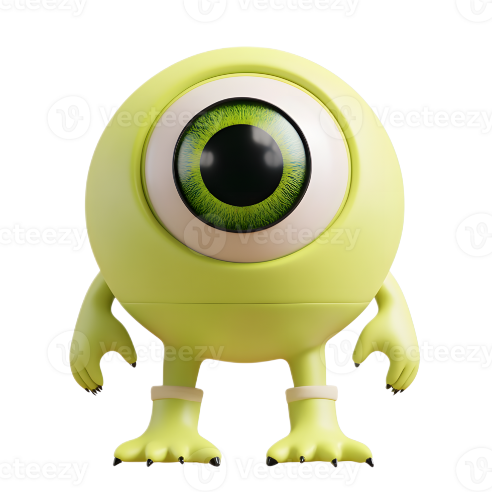 Adorable Kawaii Cyclops Alien with Oversized Green Eye png