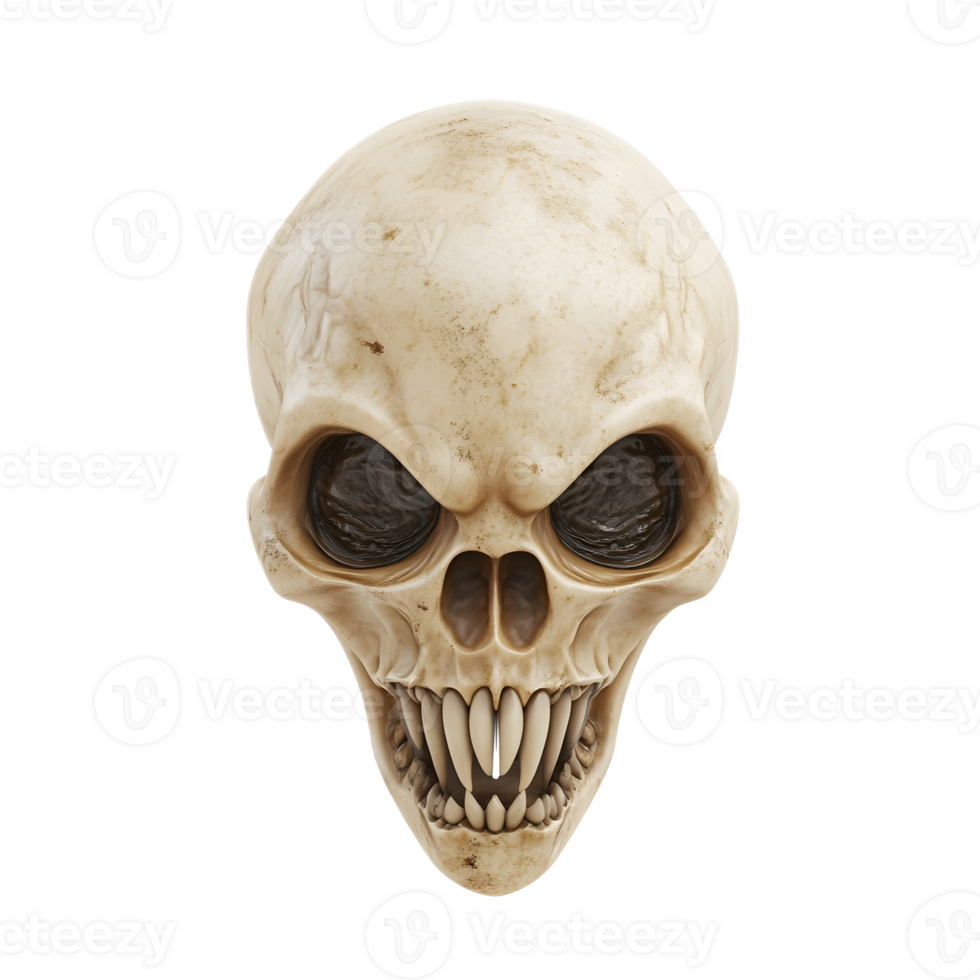 Alien Skull Fossil Eerie Extraterrestrial Bone Remains Mysterious Otherworldly Prehistoric Creature png