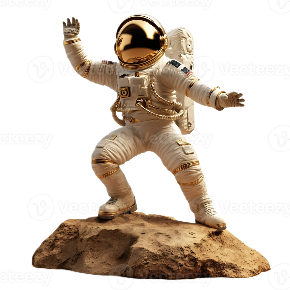 Astronaut Celebrating Successful Mission on the Surface of Mars png