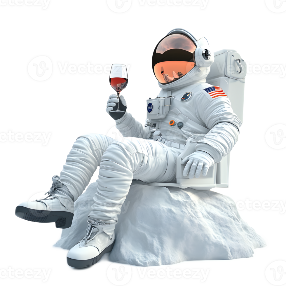 Astronaut Enjoying a Glass of Wine on the Surface of Mars png