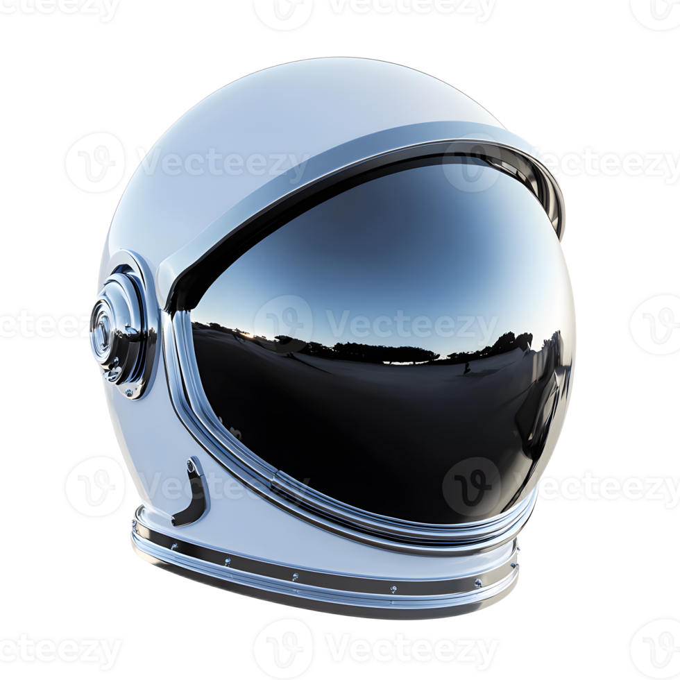 Astronaut Helmet with Futuristic Mirrored Surface and Reflective Design png