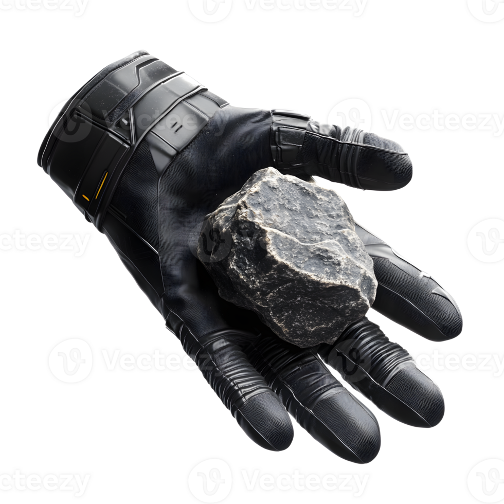 Astronaut Gloves Holding Extraterrestrial Rock Sample in Futuristic Space png