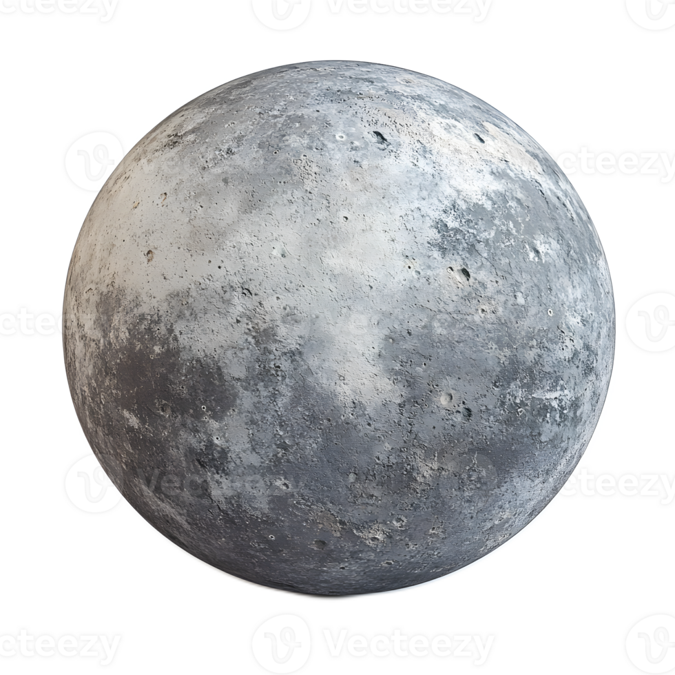 Detailed Gray Planet in Vast Space with Cratered Rocky Surface png