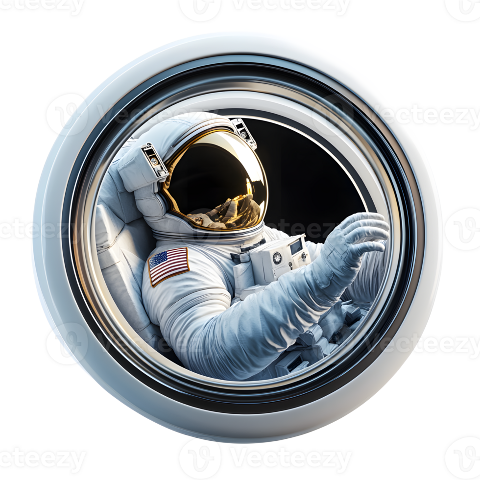 Astronaut Observing the Cosmos from Spacecraft Window png