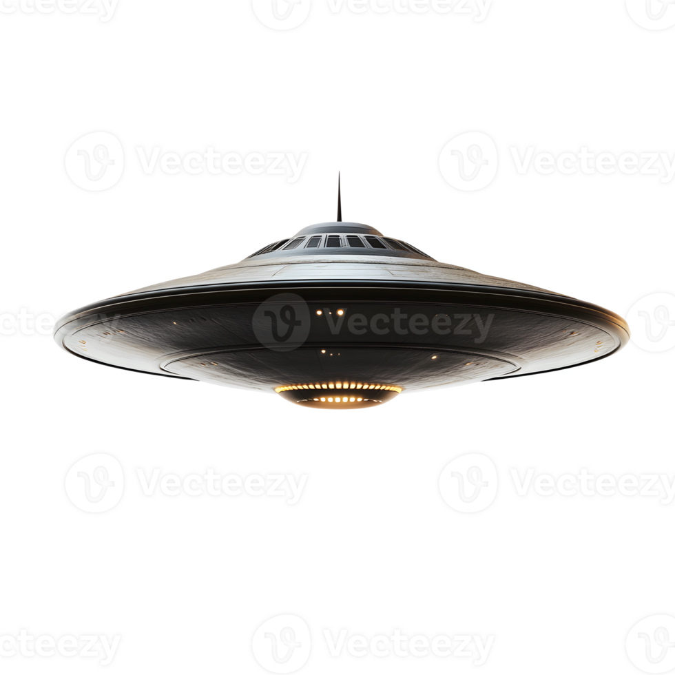 Mysterious Extraterrestrial UFO Hovering in Darkened Celestial Skies png