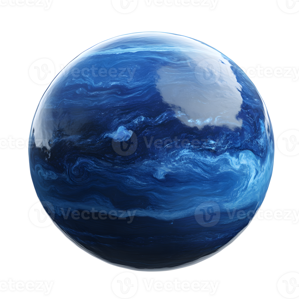 Majestic Planet with Swirling Deep Blue Hues and Oceanic Atmosphere png