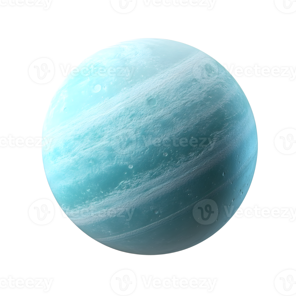 Tilted Gaseous Planet with Icy Atmosphere and Swirling Storms in Cosmic Space png
