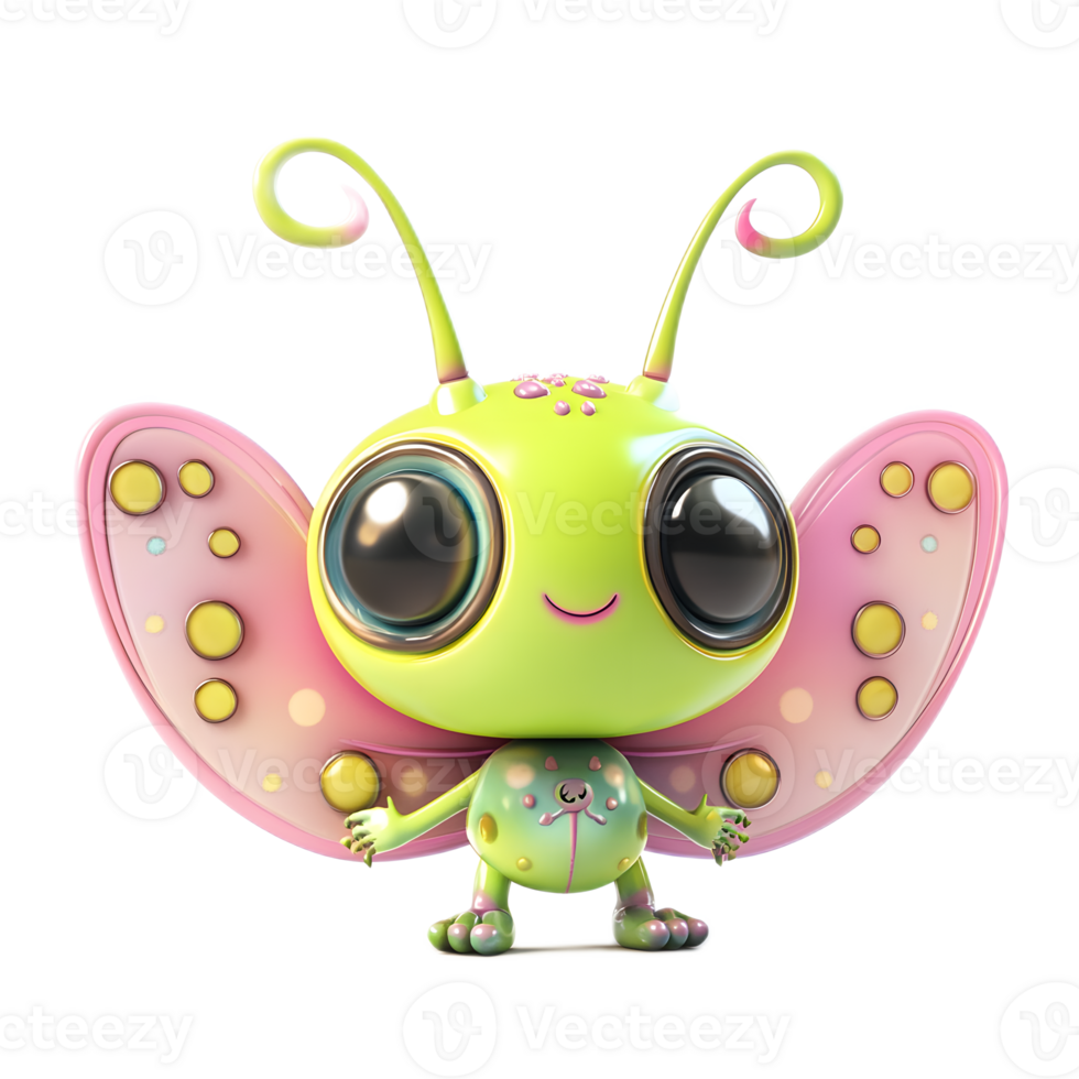 Kawaii Insectoid Alien with Whimsical Wings and Captivating Design png