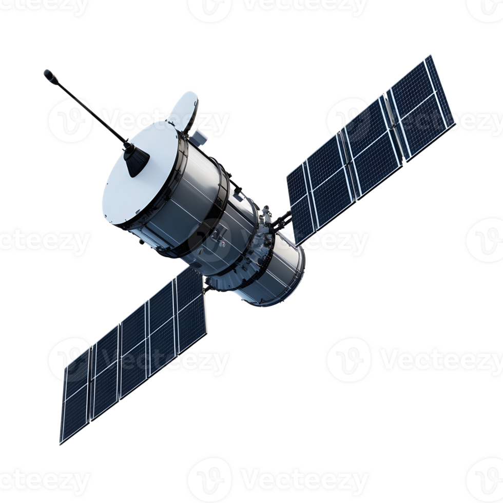 Orbiting Satellite Transmitting Data Across the Atmosphere png