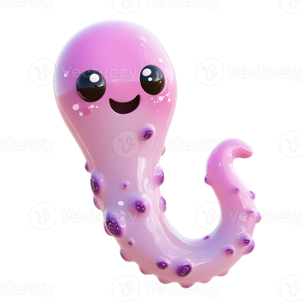 Whimsical Kawaii Alien Tentacle Creature in Vibrant Colors png