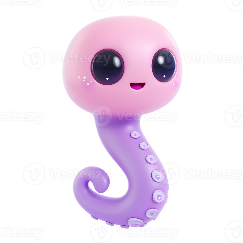 Kawaii Slimy Alien Tentacle Character in Pastel Colors png