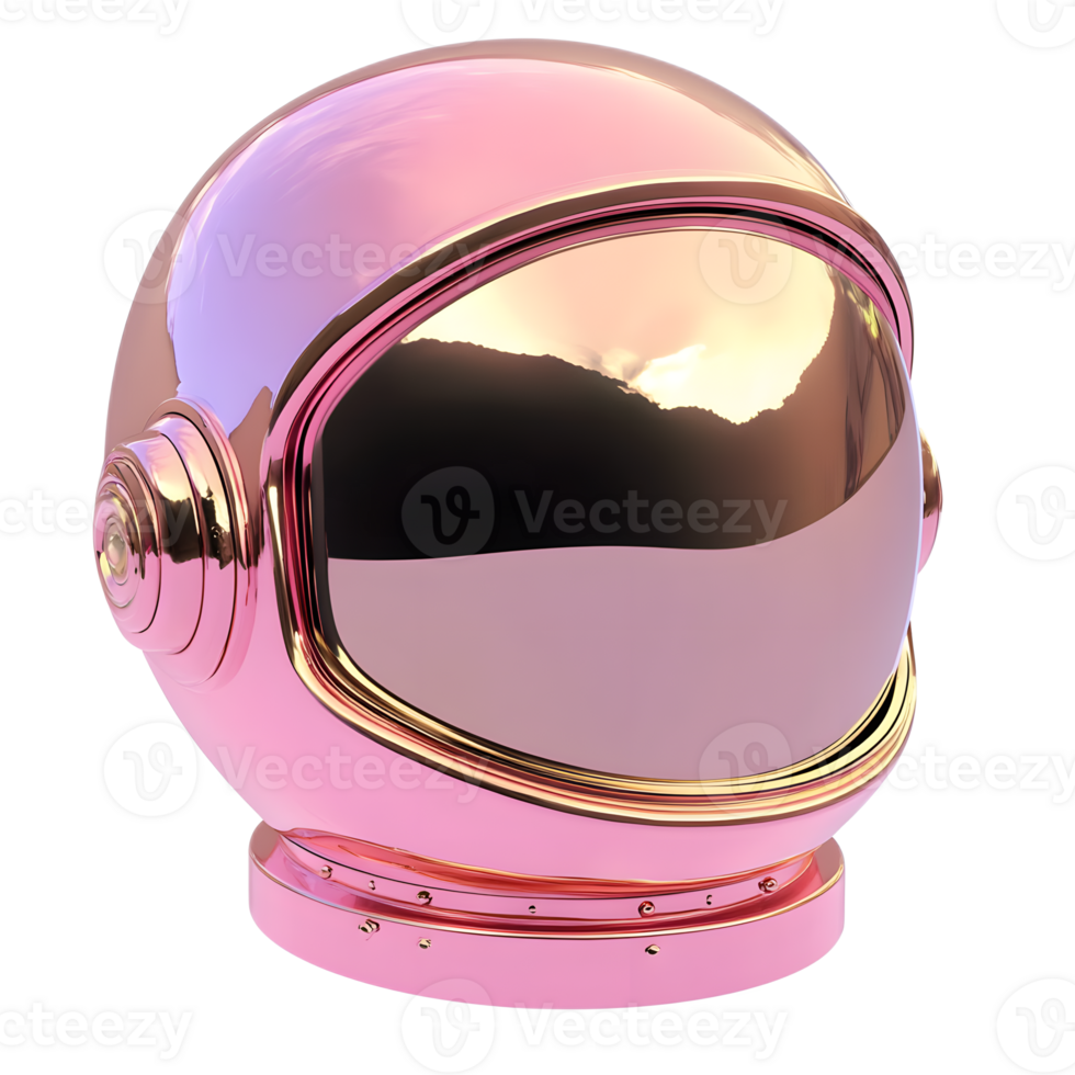 Vibrant Pink Astronaut Helmet Against White Background Futuristic Space Concept png