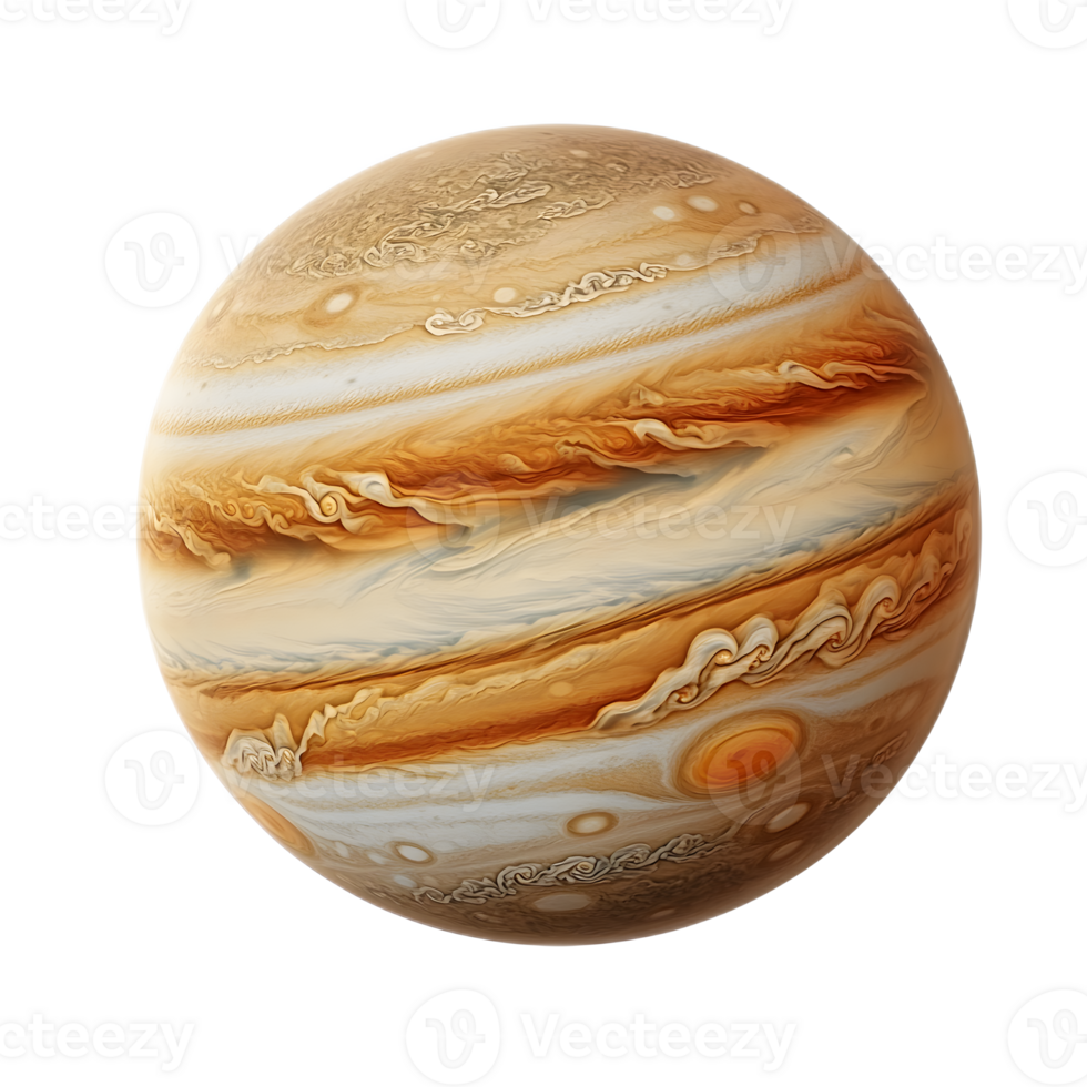 Majestic Jupiter Planet with Captivating Great Red Spot Swirl in Vivid Atmosphere png