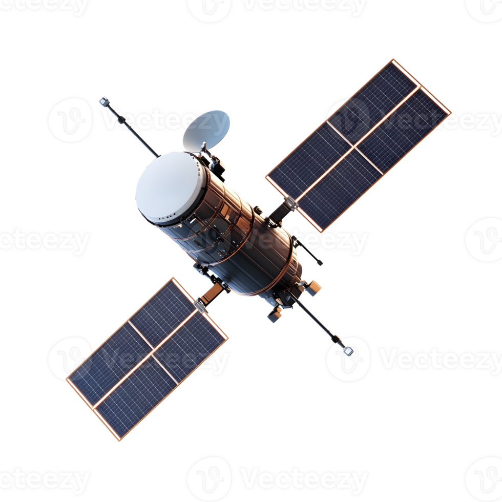 Orbiting Satellite Capturing Earth From Above With Solar Panels png