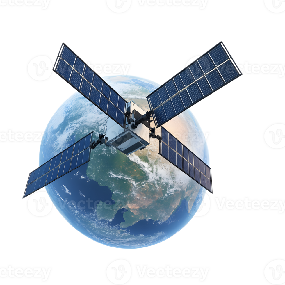 Orbiting Satellite Capturing the Majestic View of Earth s Atmosphere and Global Network png