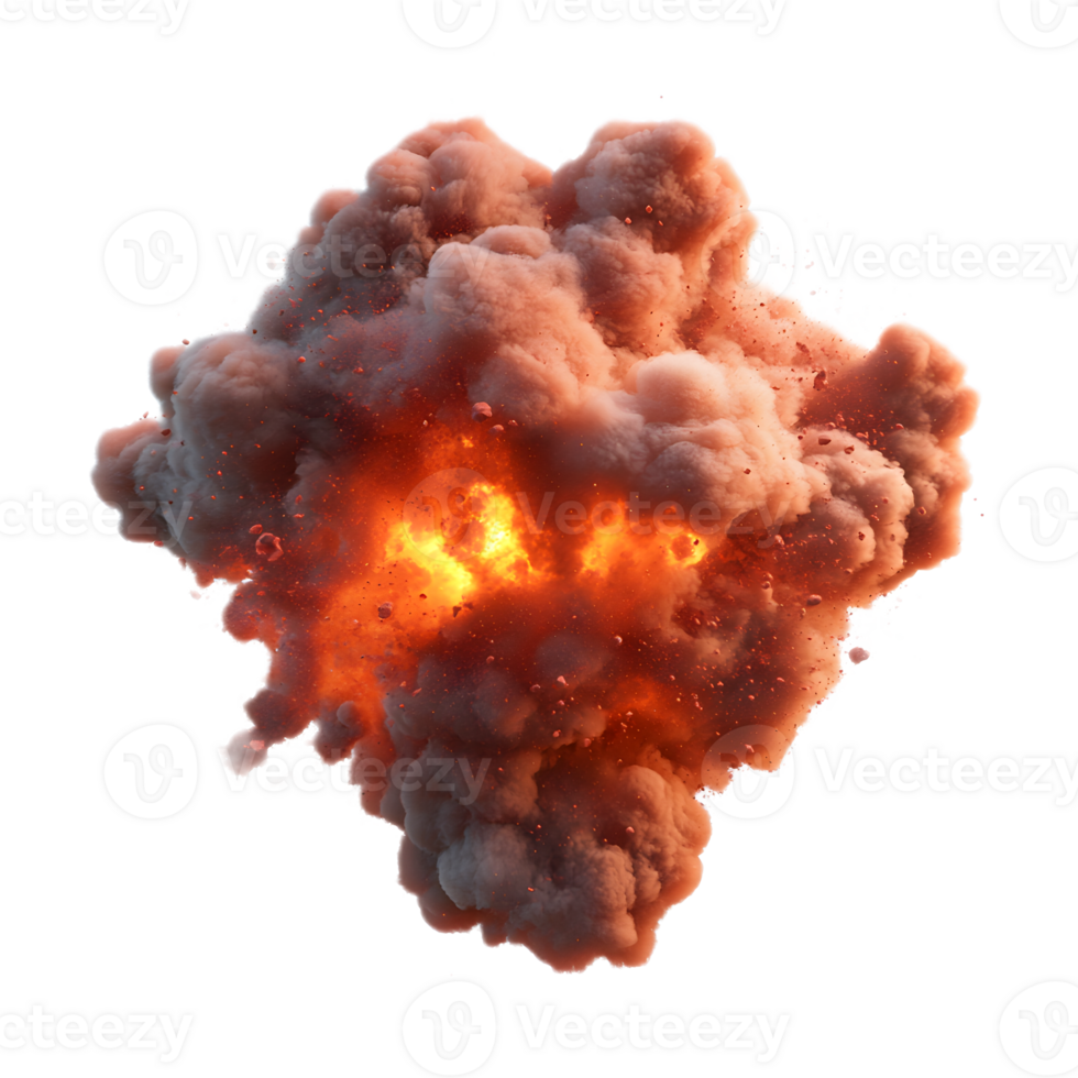 Intense Fiery Explosion with Dramatic Bursting Energy and Scorching Illumination png