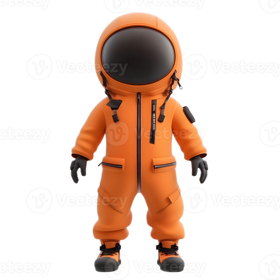 Kawaii Astronaut Wearing Vibrant Orange Space Suit for and Adventure png