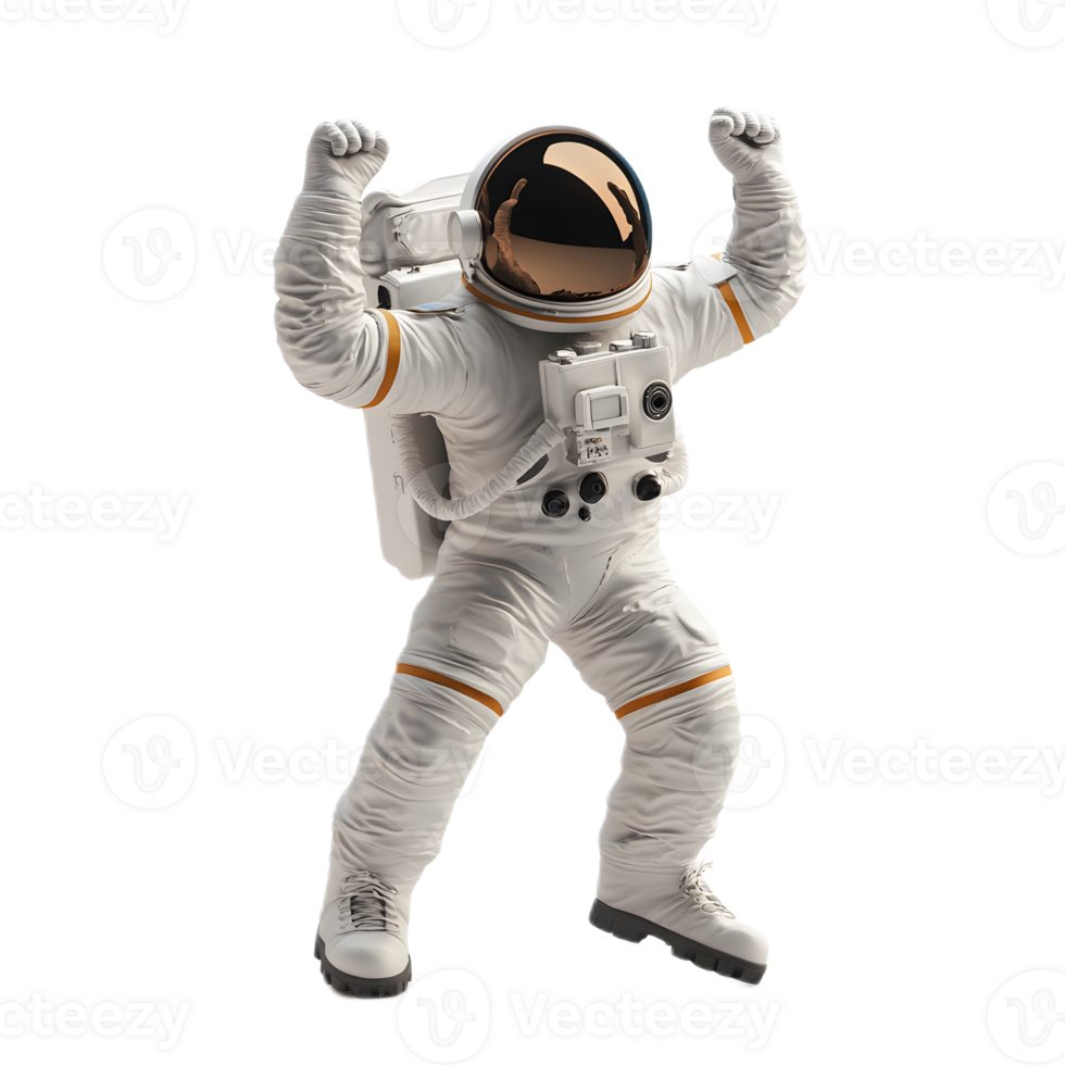 Intrepid Astronaut Celebrates Otherworldly Dance on Alien Terrain png