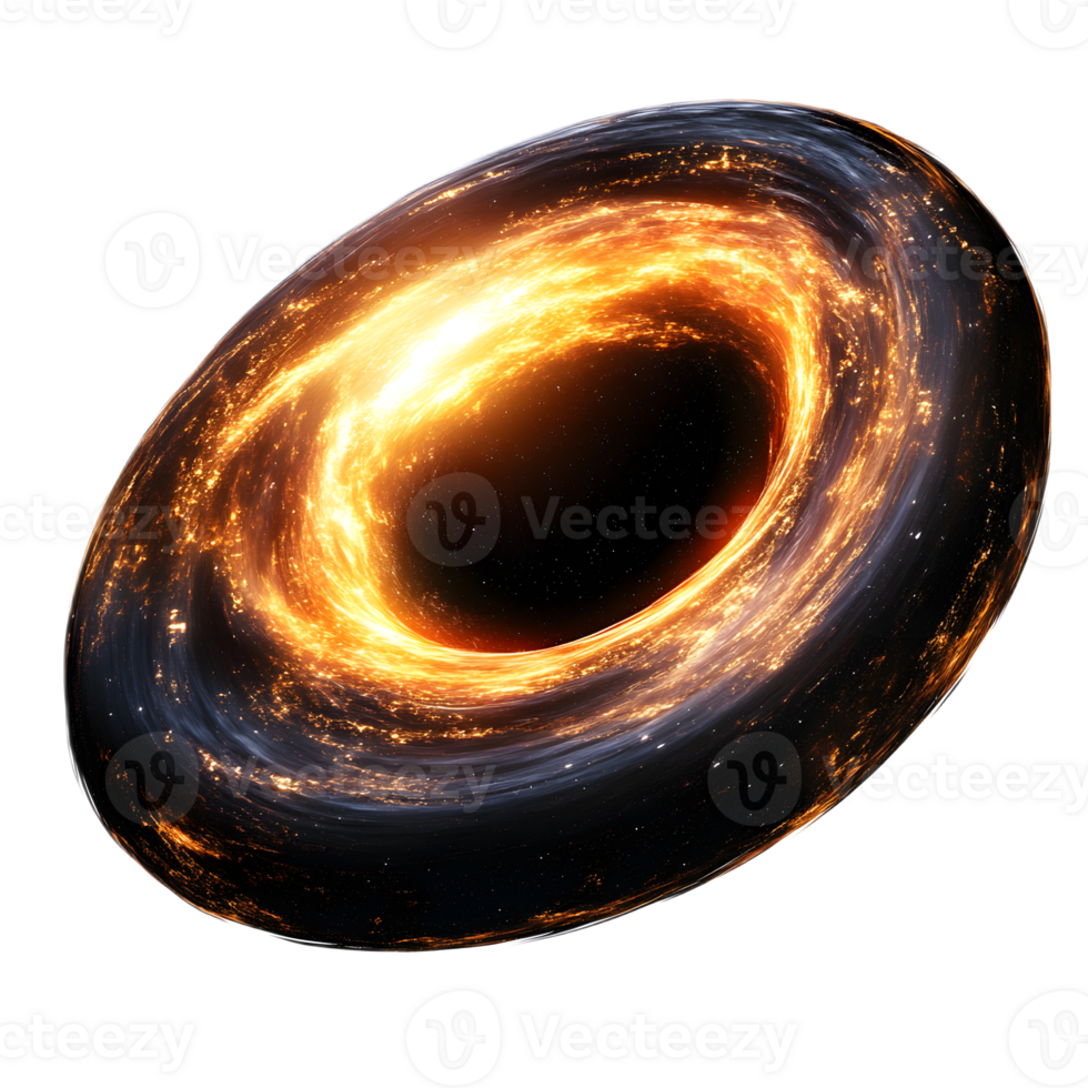 Supermassive Black Hole with Luminous Accretion Disk Glowing in Cosmic Space png