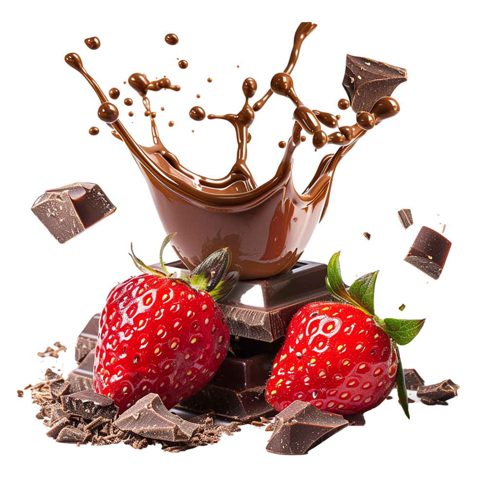 Delicious Chocolate and Strawberry Delight A Tempting Combination of Sweetness and Richness png