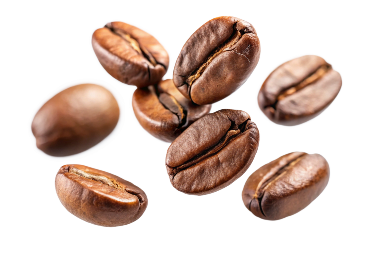 Coffee Beans Falling in Air Closeup Studio Shot png