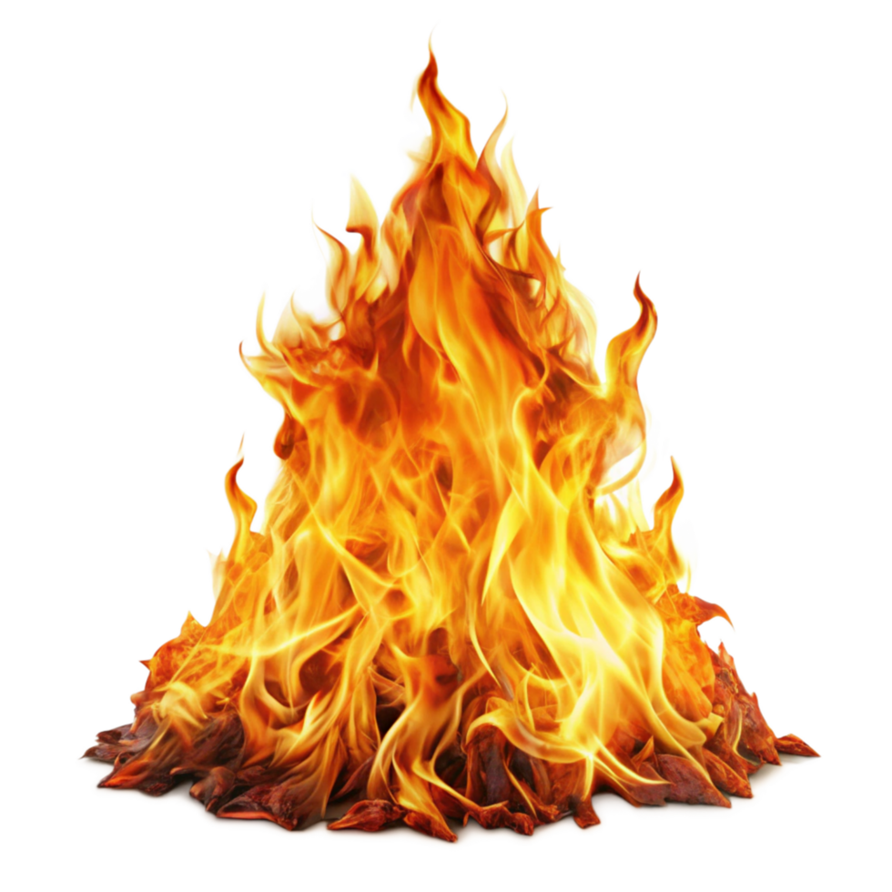 Bonfire Burning Brightly with Intense Flames and Embers png