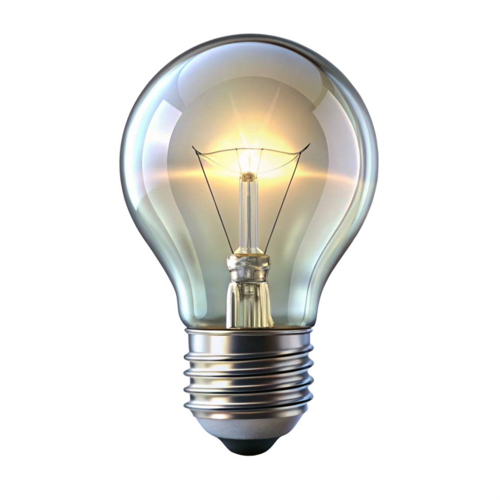 Glowing Light Bulb Idea Illumination Inspiration Concept 3D Render png