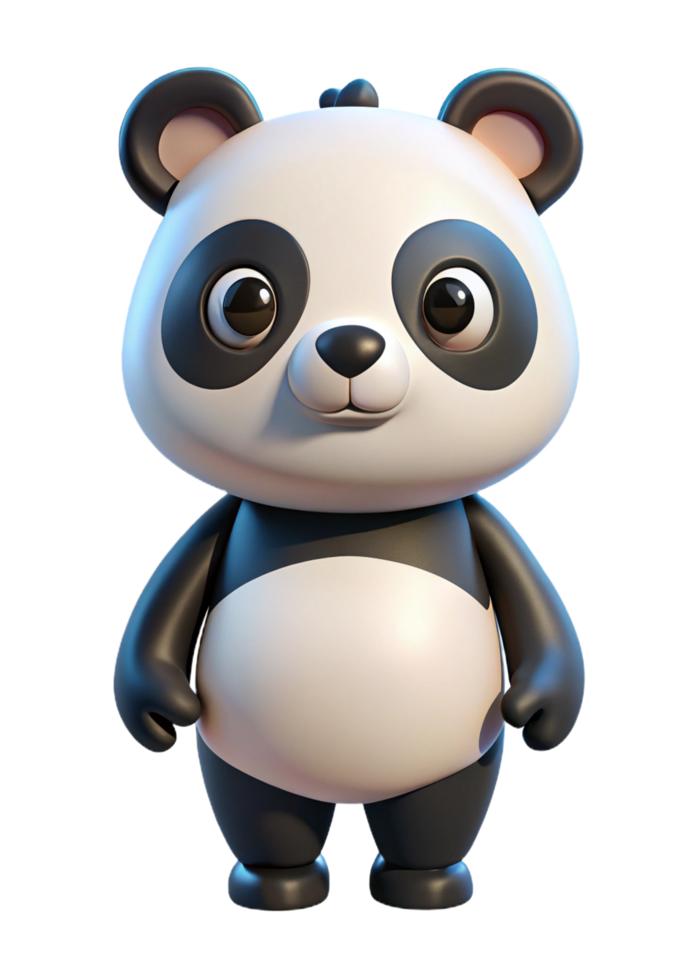 Adorable 3D Render of Baby Panda Bear Cartoon Character png
