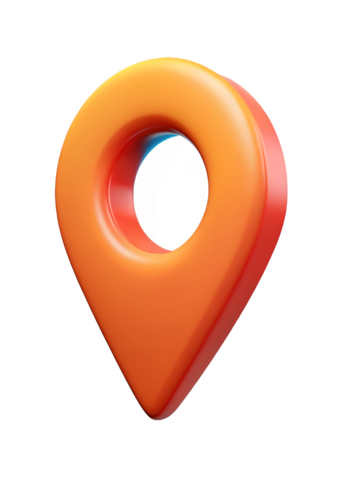 3D Render of a Glossy Orange Location Pin Marker Icon for Maps and Navigation png