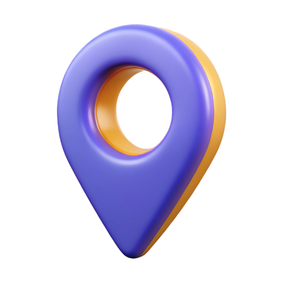 Abstract 3D Render of a Purple and Orange Location Pin Icon png