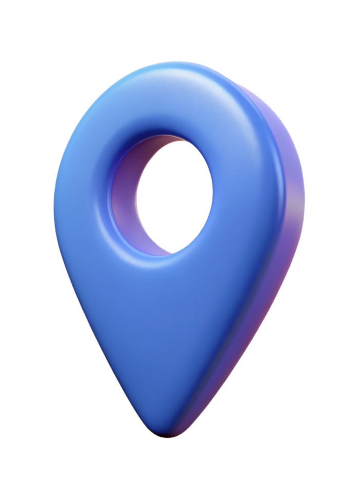Three Dimensional Glossy Blue Location Pin Pointer Icon 3D Rendering png