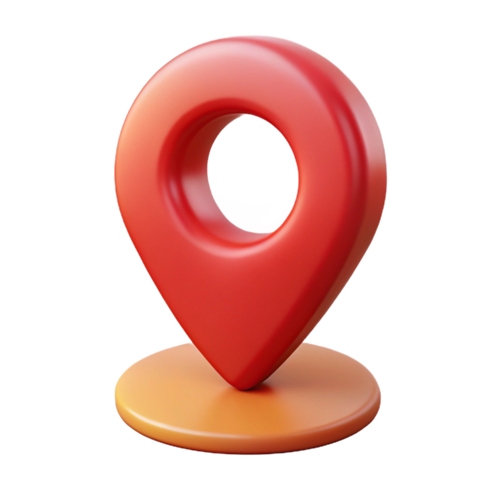 3D Render of a Red Location Marker Icon on Orange Base png