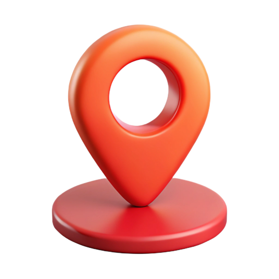 3D Render of a Red Location Pin Icon on a Circular Base png