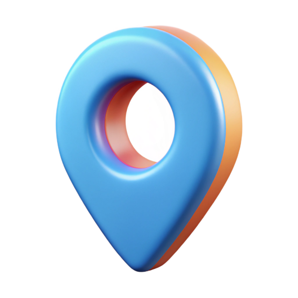 Three Dimensional Location Marker Icon Design in Blue and Orange Gradient png