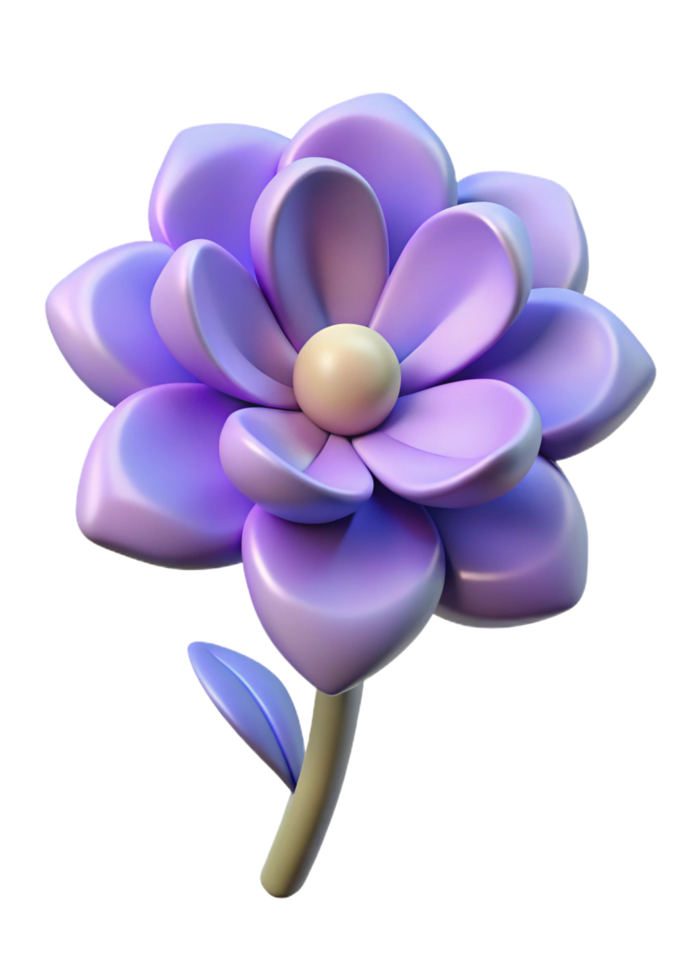 A Stunning 3D Render of a Purple Flower with a Unique Design png