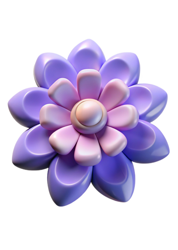 A Stunning 3D Render of a Purple and Pink Flower with a Pearl Center png