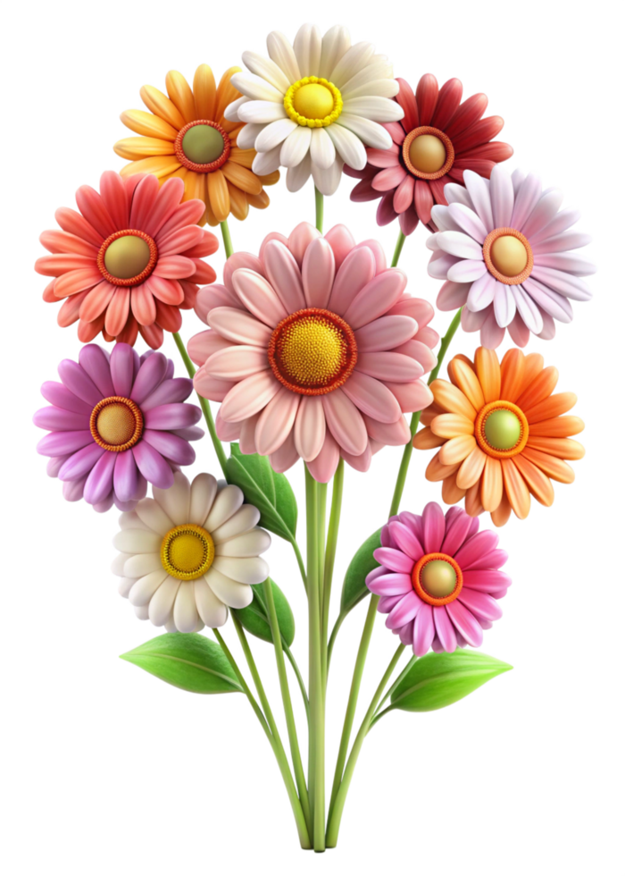 A vibrant bouquet of multicolored gerbera daisies in full bloom png