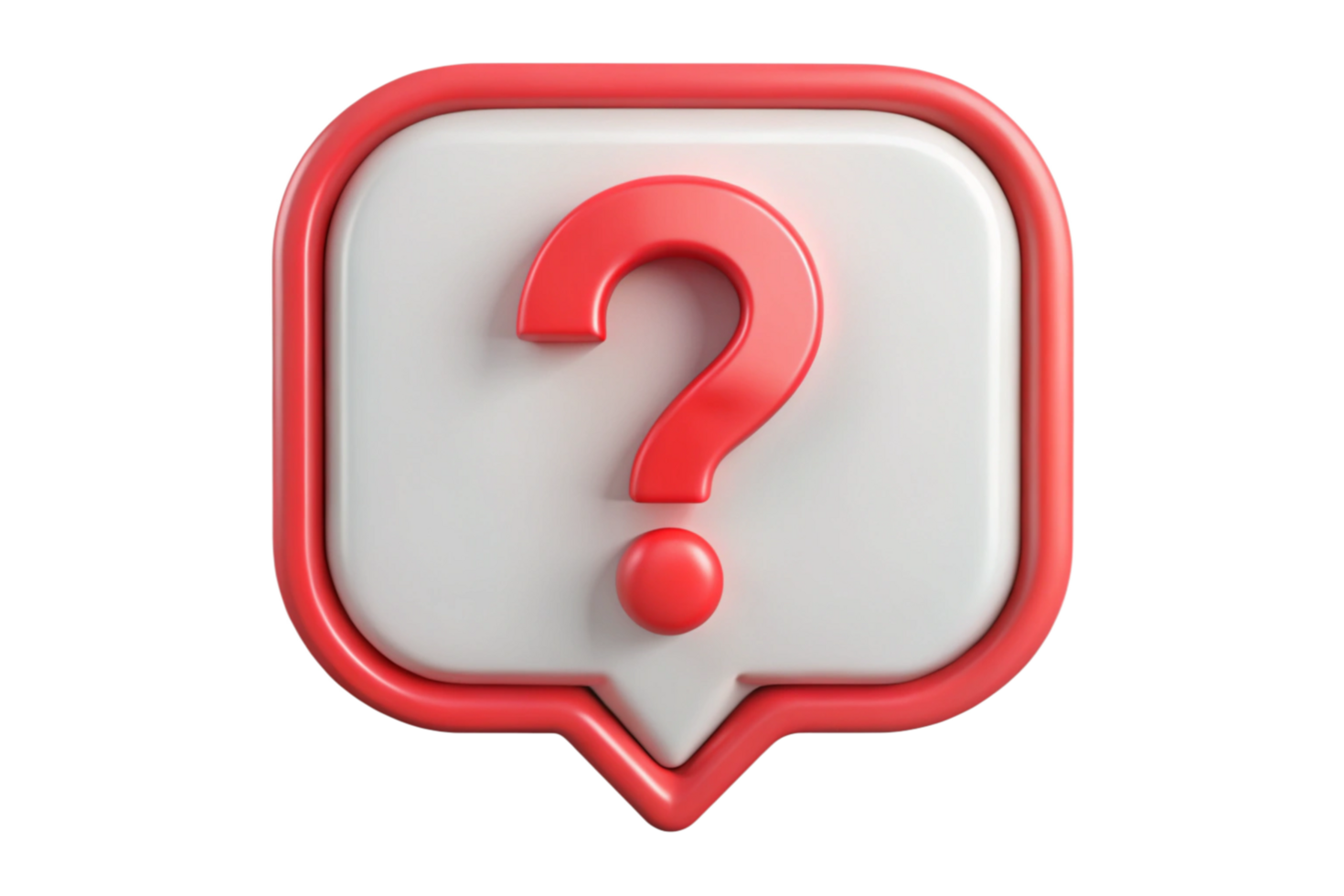 3D Render of a Red and White Question Mark in a Speech Bubble Icon png