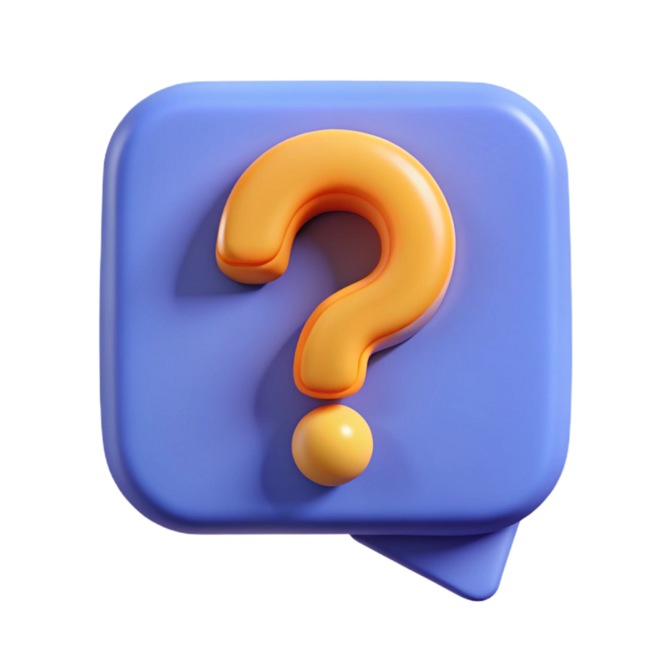 3D Render of a Question Mark in a Speech Bubble a Cute and Colorful Design png