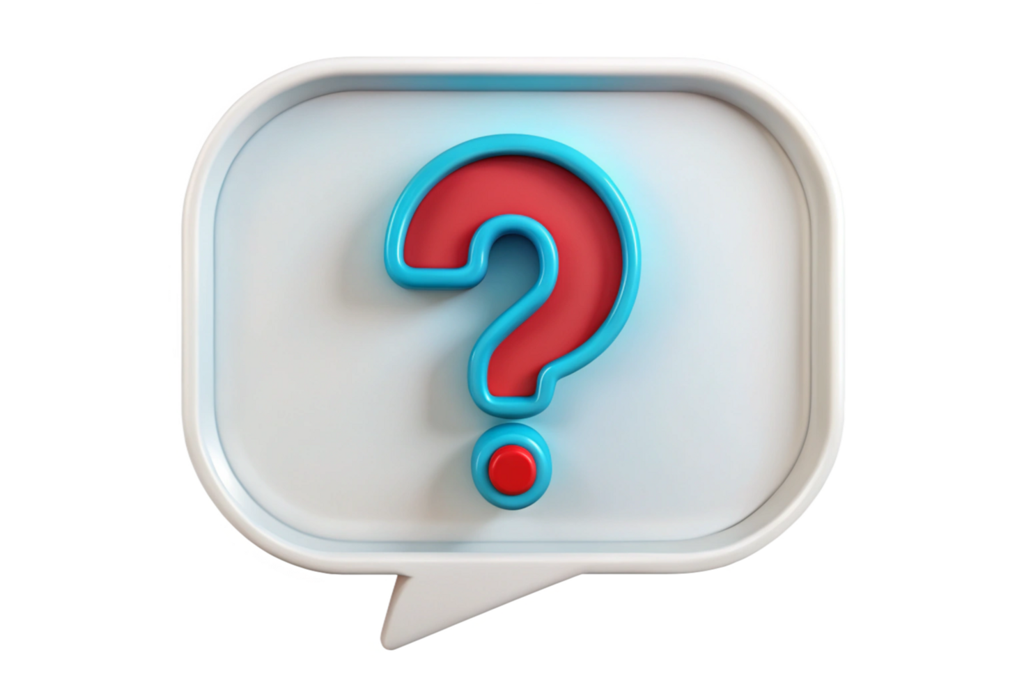 3D Render of a Question Mark in a Speech Bubble A Colorful and Playful Design Element png