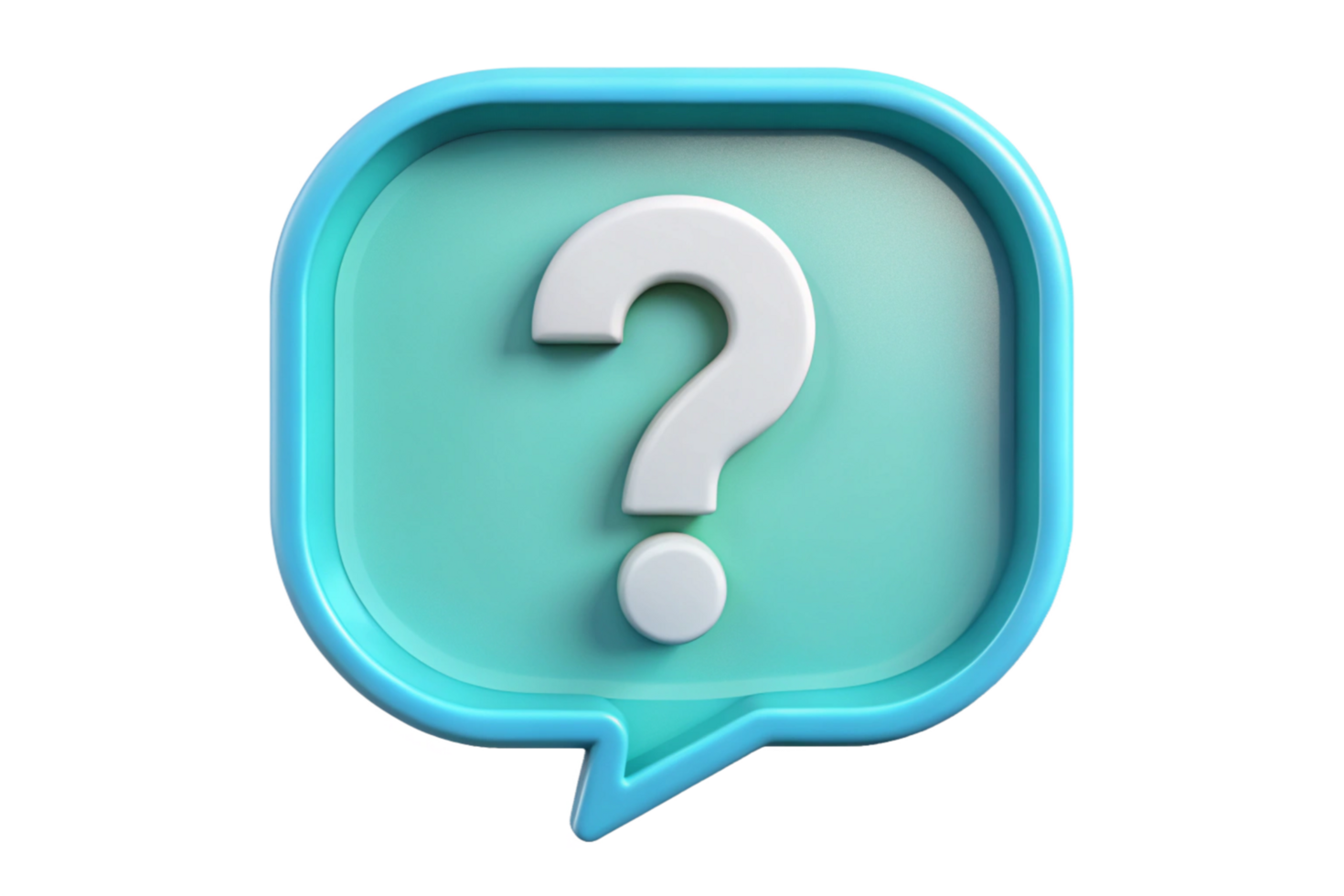 3D Render of a Light Blue Speech Bubble with a White Question Mark png