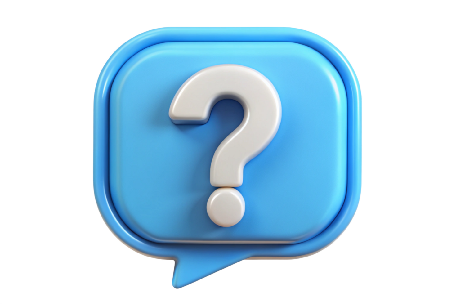 3D Render of a Speech Bubble with a White Question Mark png