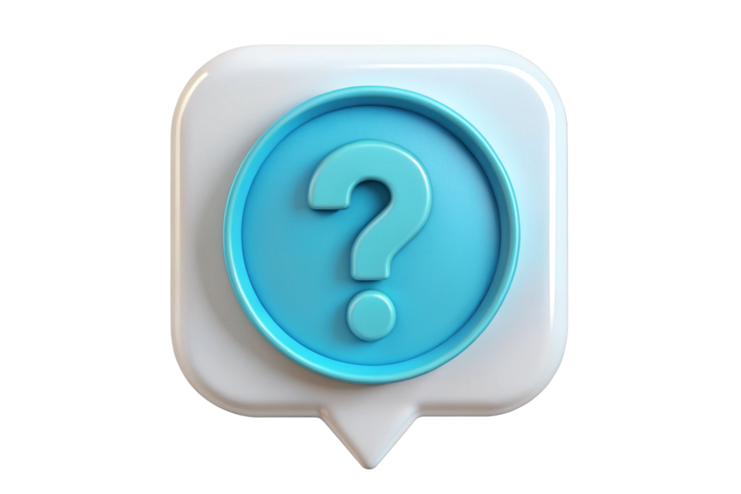 3D Render of a Blue Question Mark Icon in a White Speech Bubble png